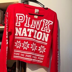 PINK Victoria's Secret Bold Red Graphic Top M